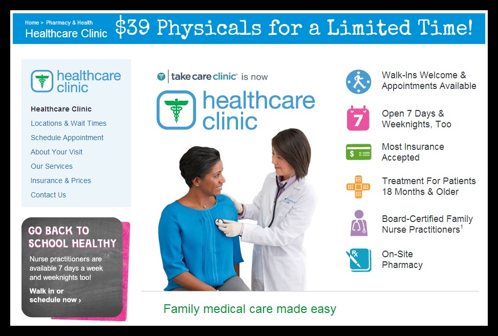 Does the Take Care Clinic at Walgreen's accept insurance?