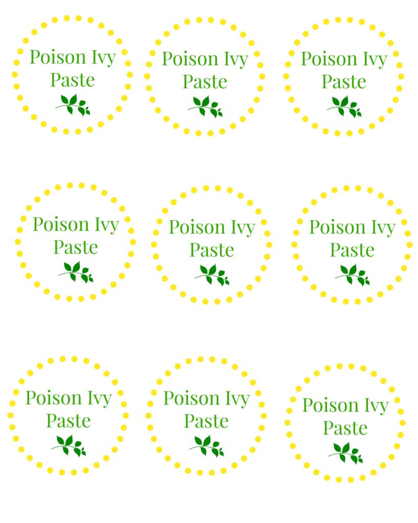 Poison Ivy Paste Labels